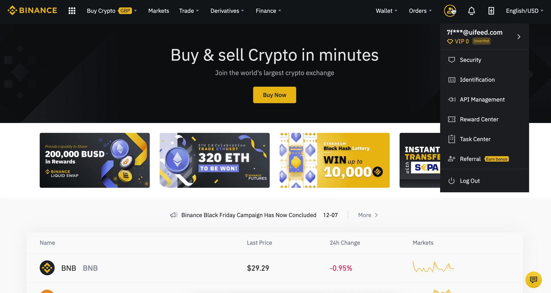 Sending currency on Binance video screenshot