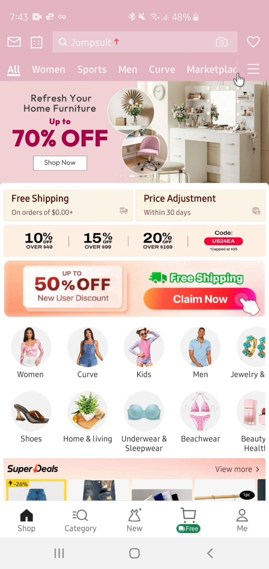 Screenshot of Deleting items on Shein