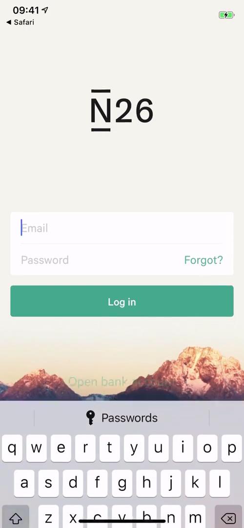 Screenshot of Password reset on N26