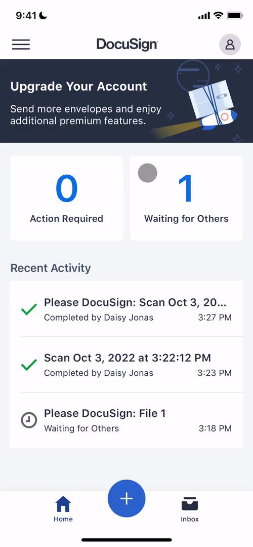 Requesting a signature on DocuSign video screenshot