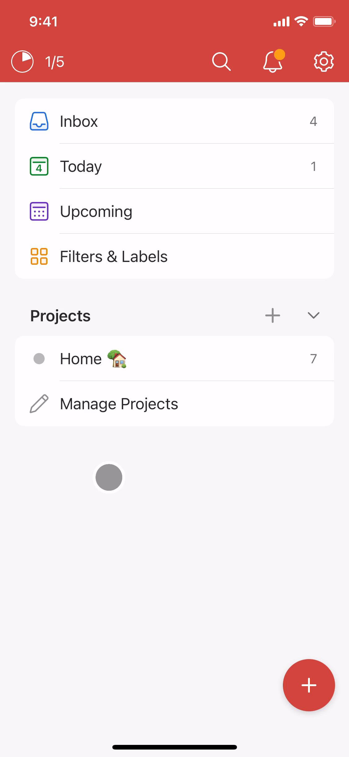 Screenshot of Creating a project on Todoist