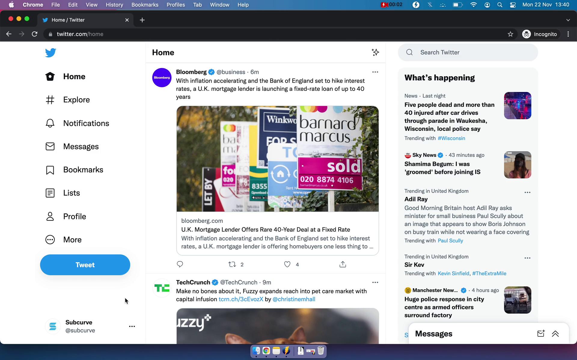 Customization settings on Twitter video screenshot