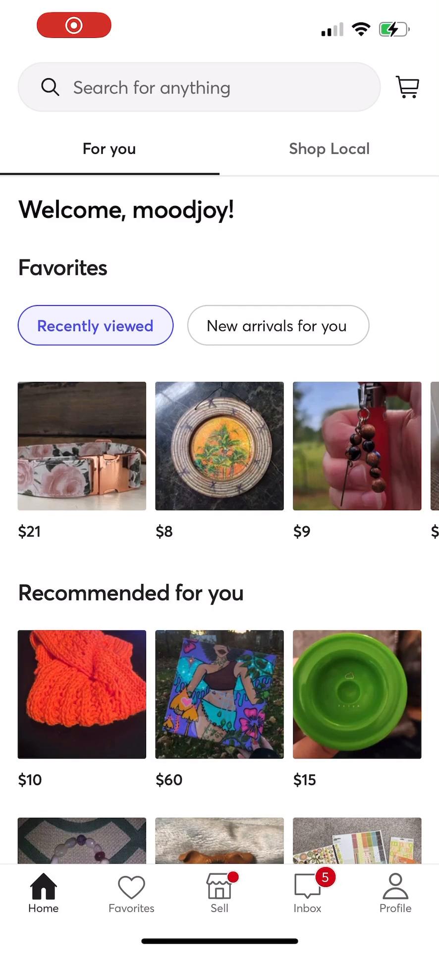 Screenshot of General browsing on Mercari