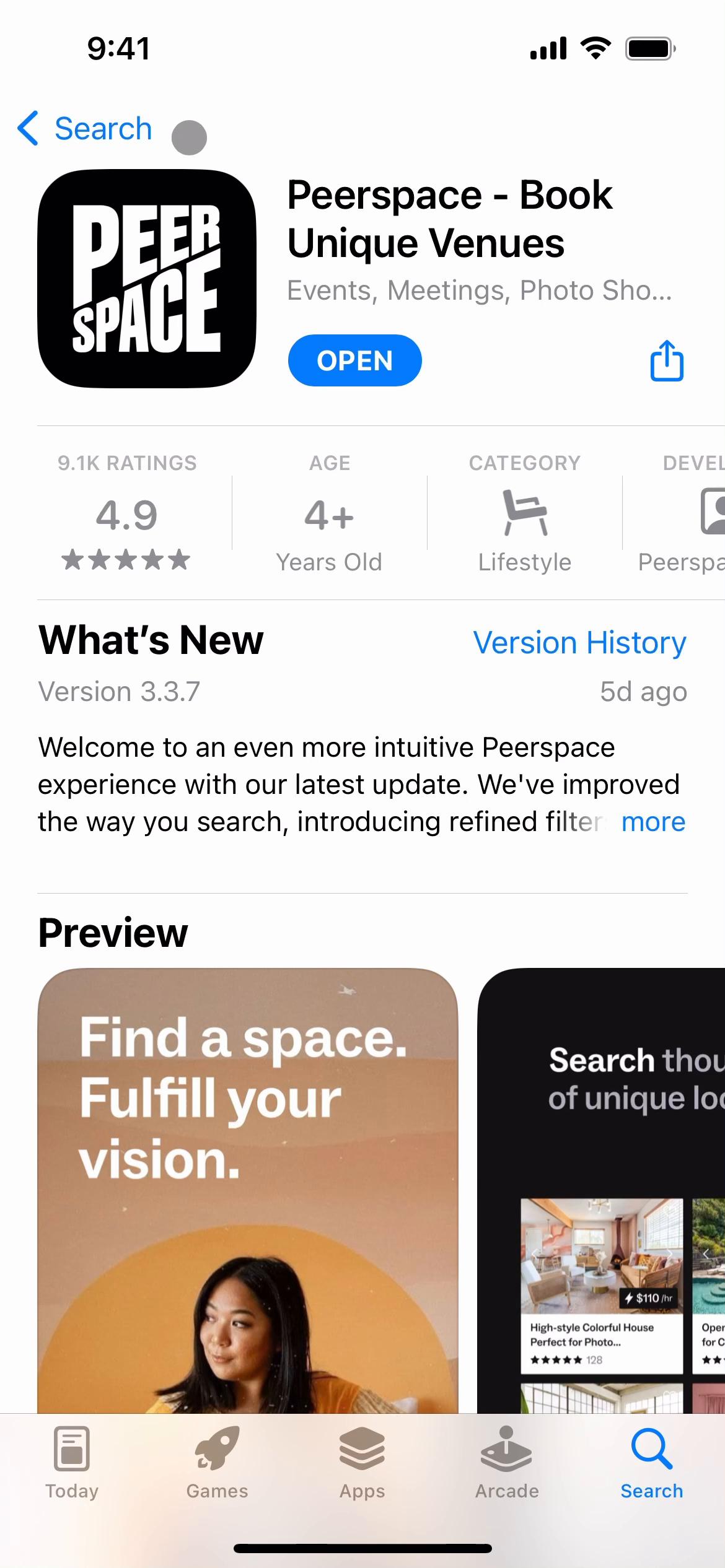 Screenshot of Onboarding on Peerspace