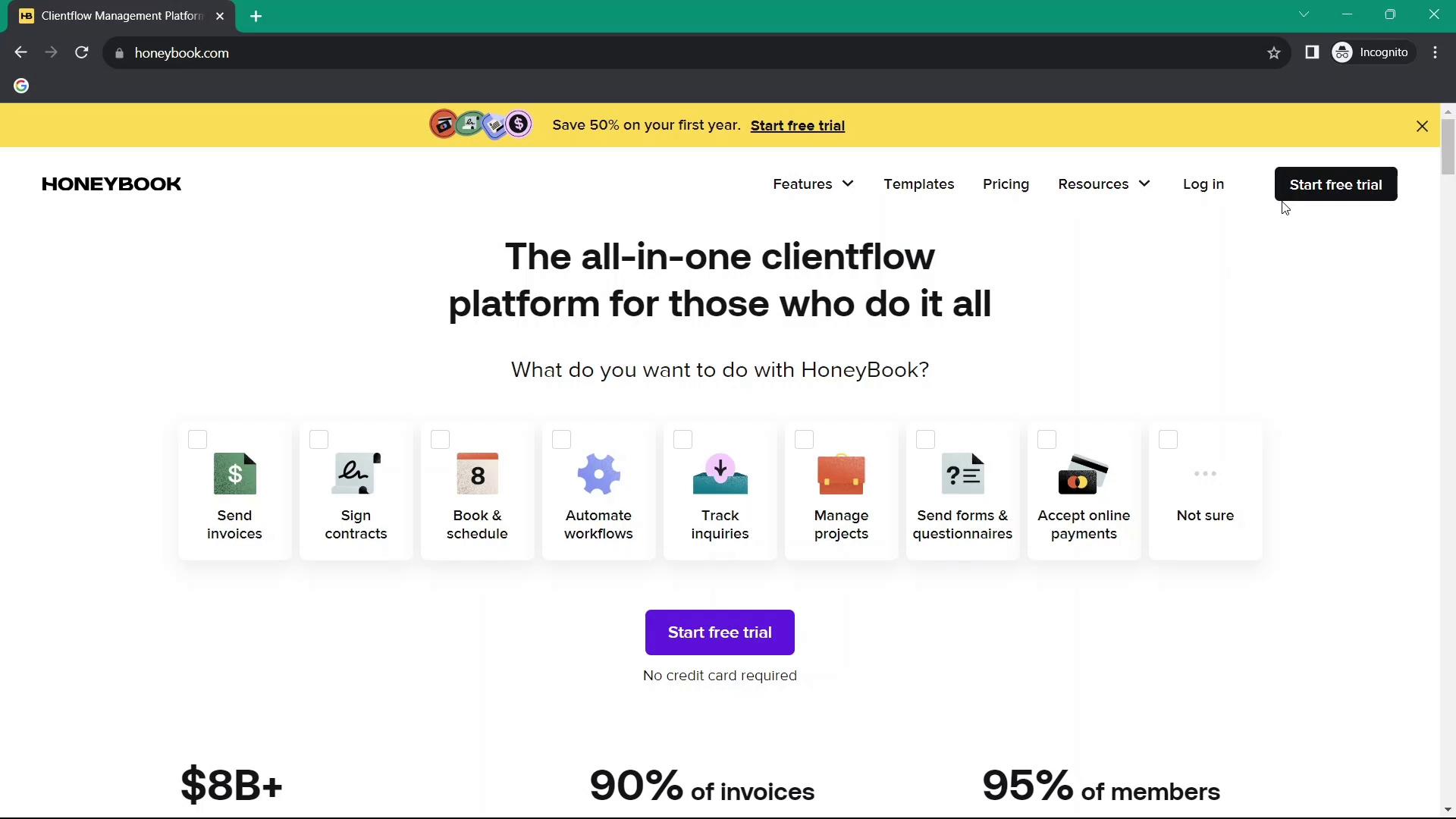 Onboarding on HoneyBook video screenshot