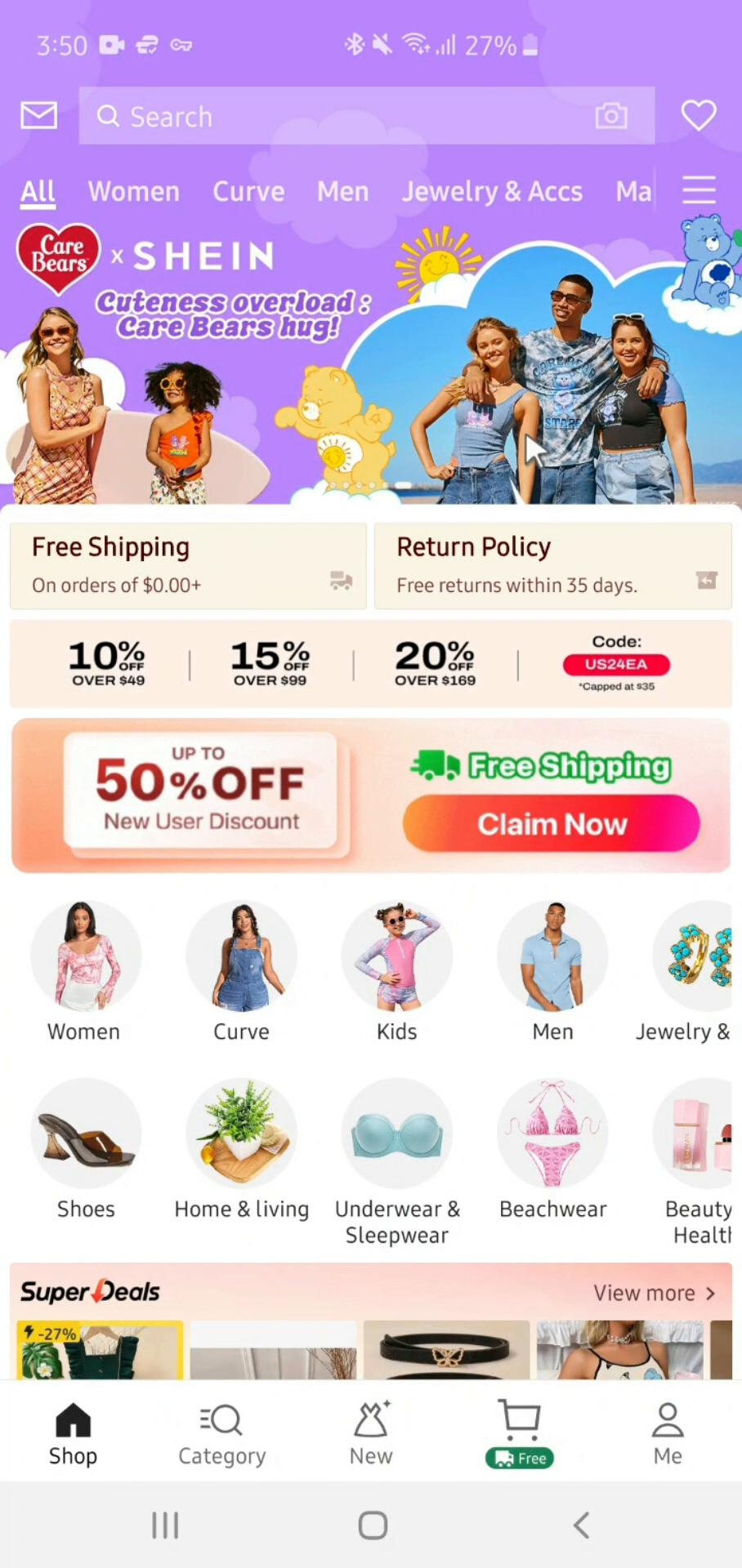 Screenshot of Searching on Shein