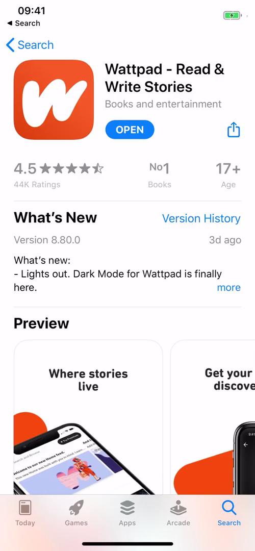 Screenshot of Onboarding on Wattpad