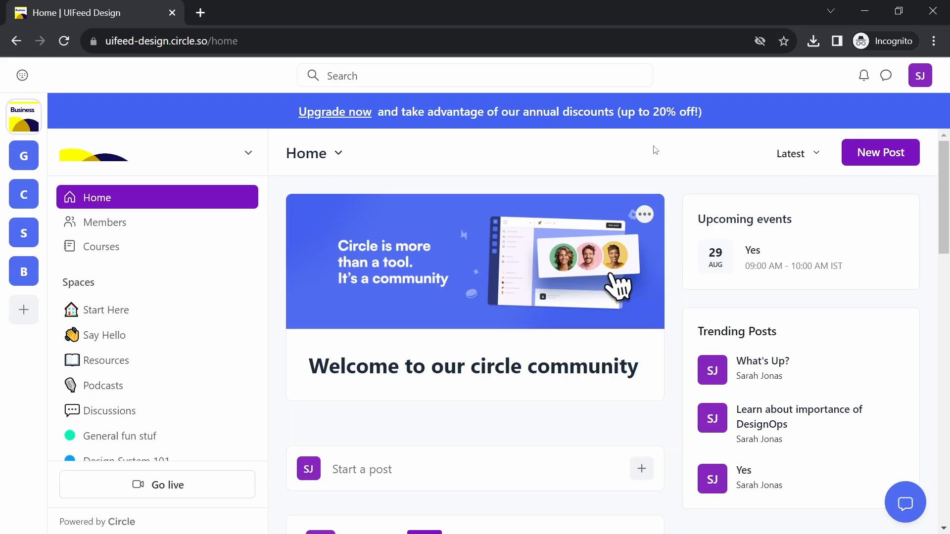 Screenshot of General browsing on Circle