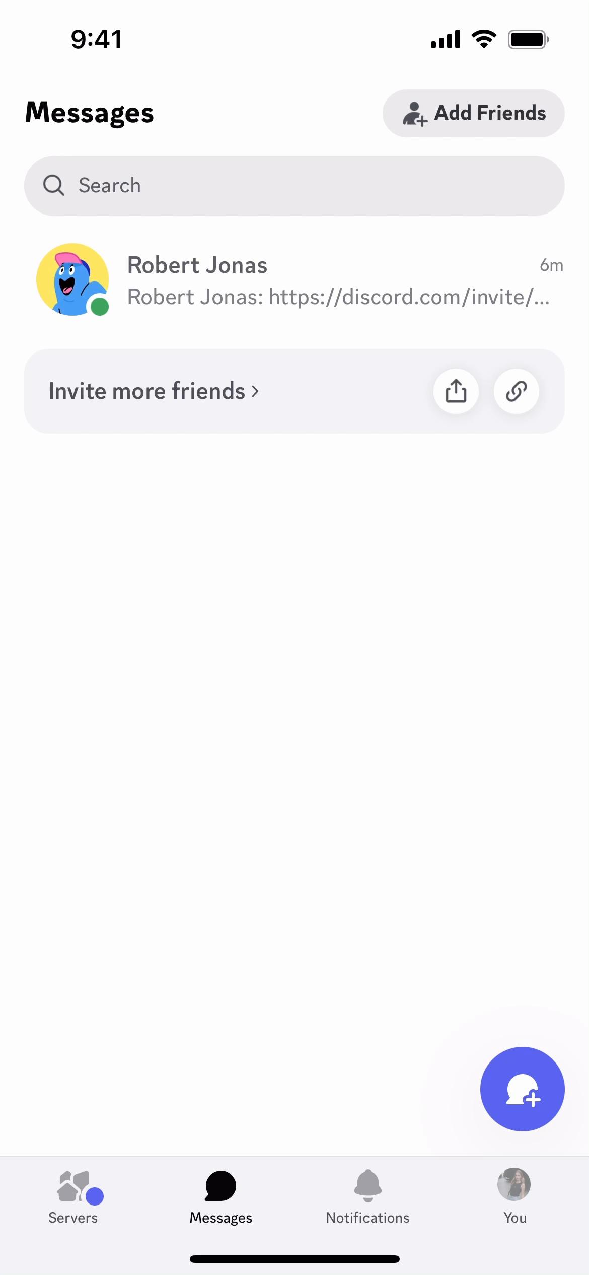 Screenshot of Accepting a friend request on Discord