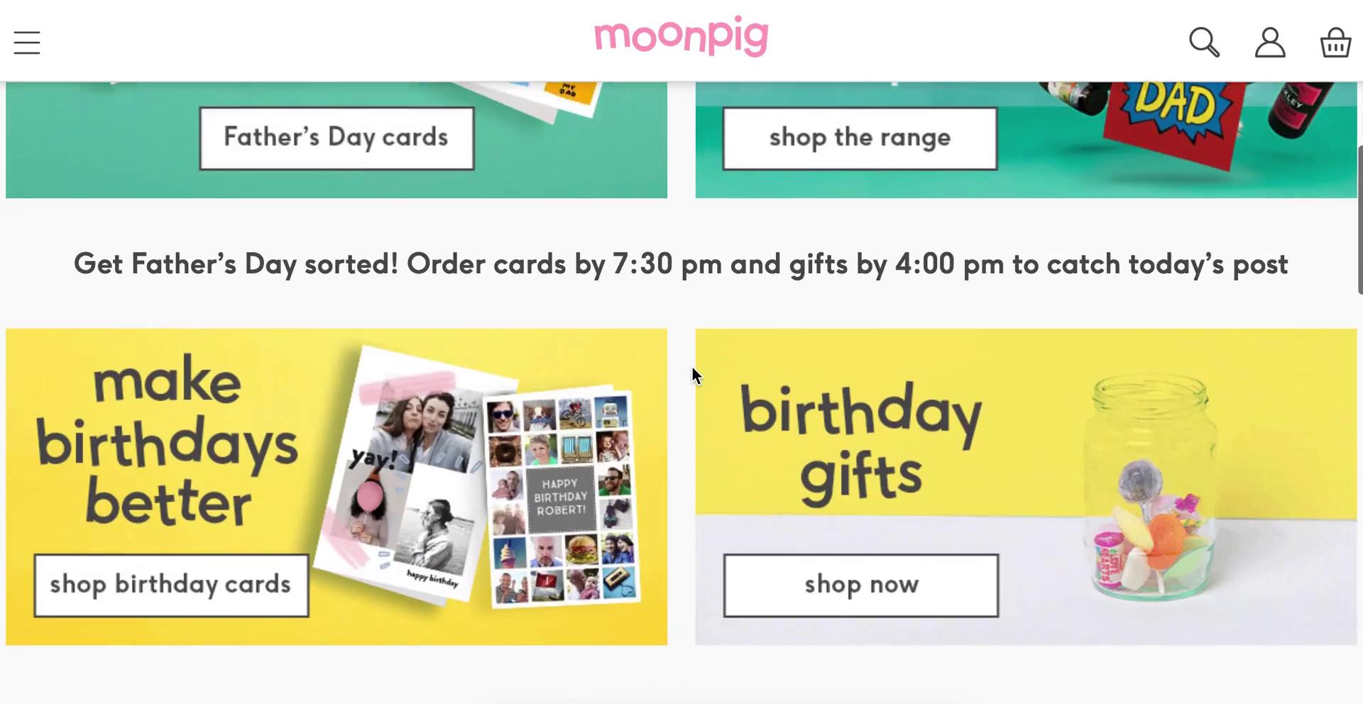 Buying something on Moonpig video screenshot