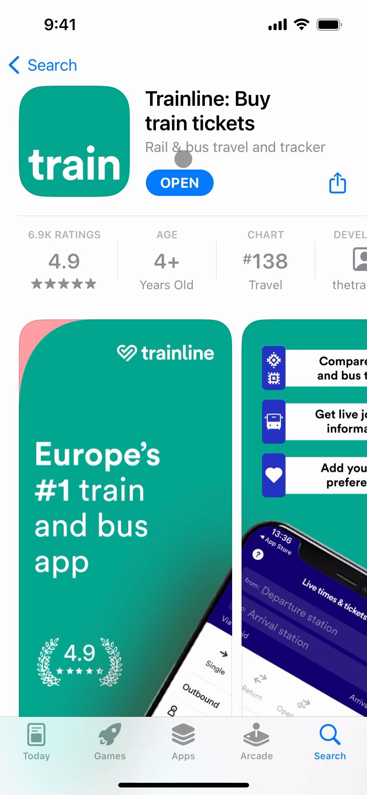 Screenshot of Onboarding on Trainline