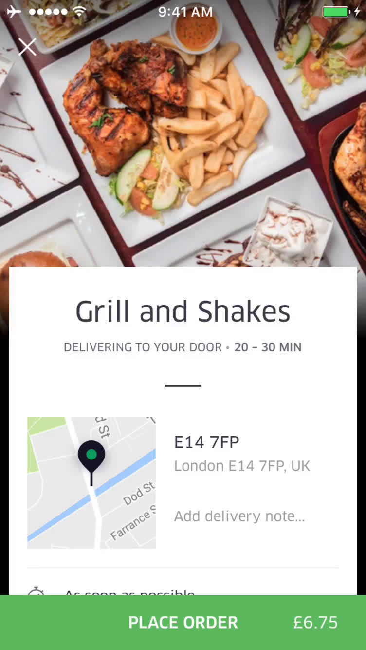 Cancelling an order on Uber Eats video screenshot