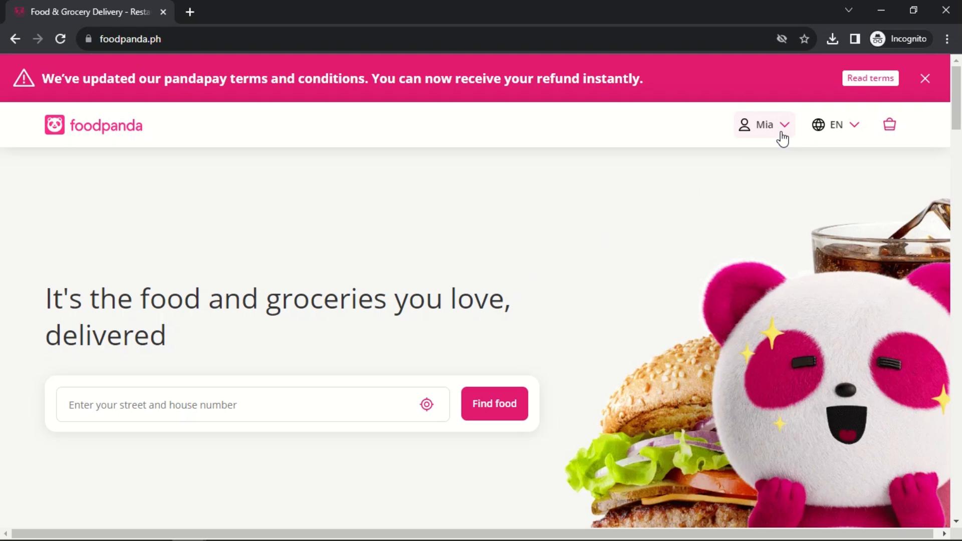 Adding an address on foodpanda video screenshot