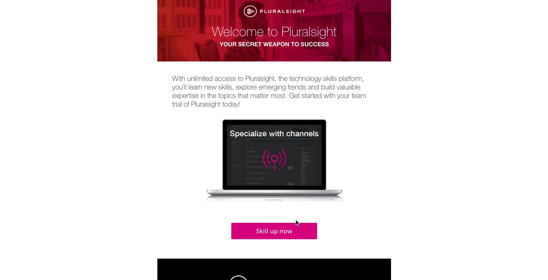 Accepting an invite on Pluralsight video screenshot