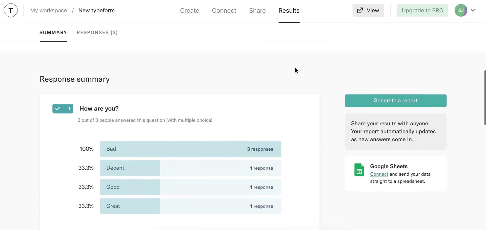 Analytics/Stats on Typeform video screenshot