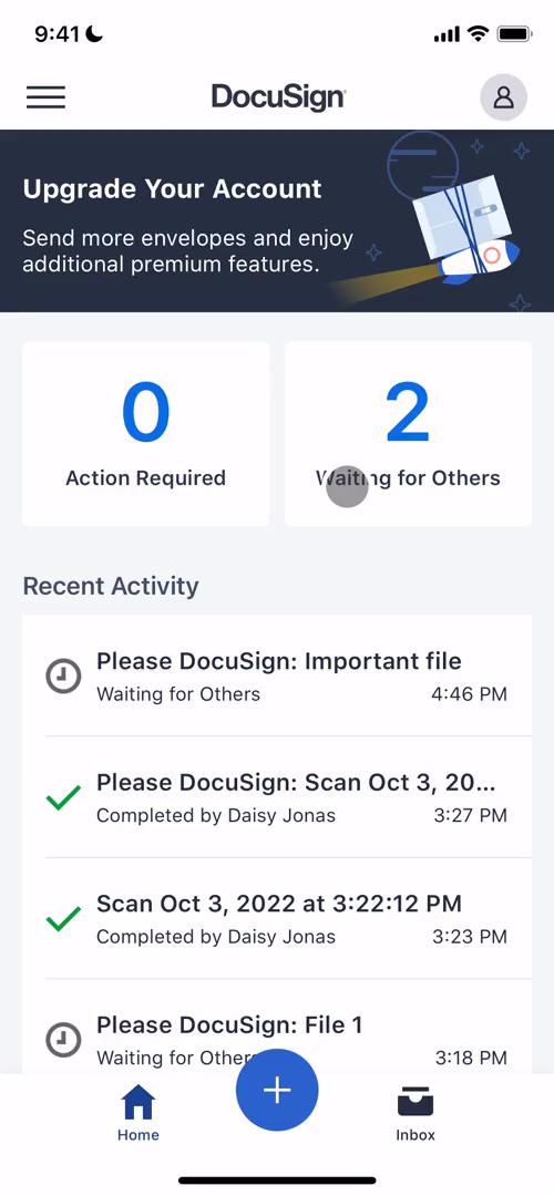 Screenshot of General browsing on DocuSign