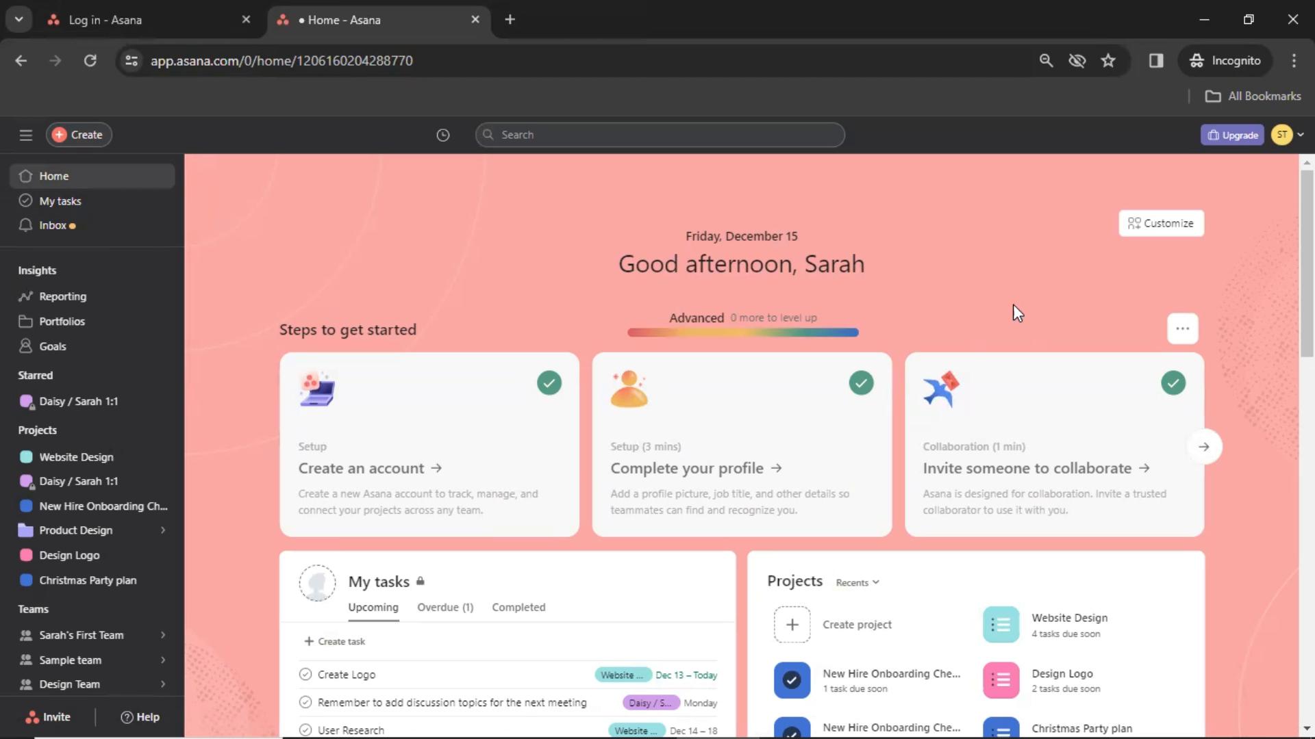 Updating your profile on Asana video screenshot