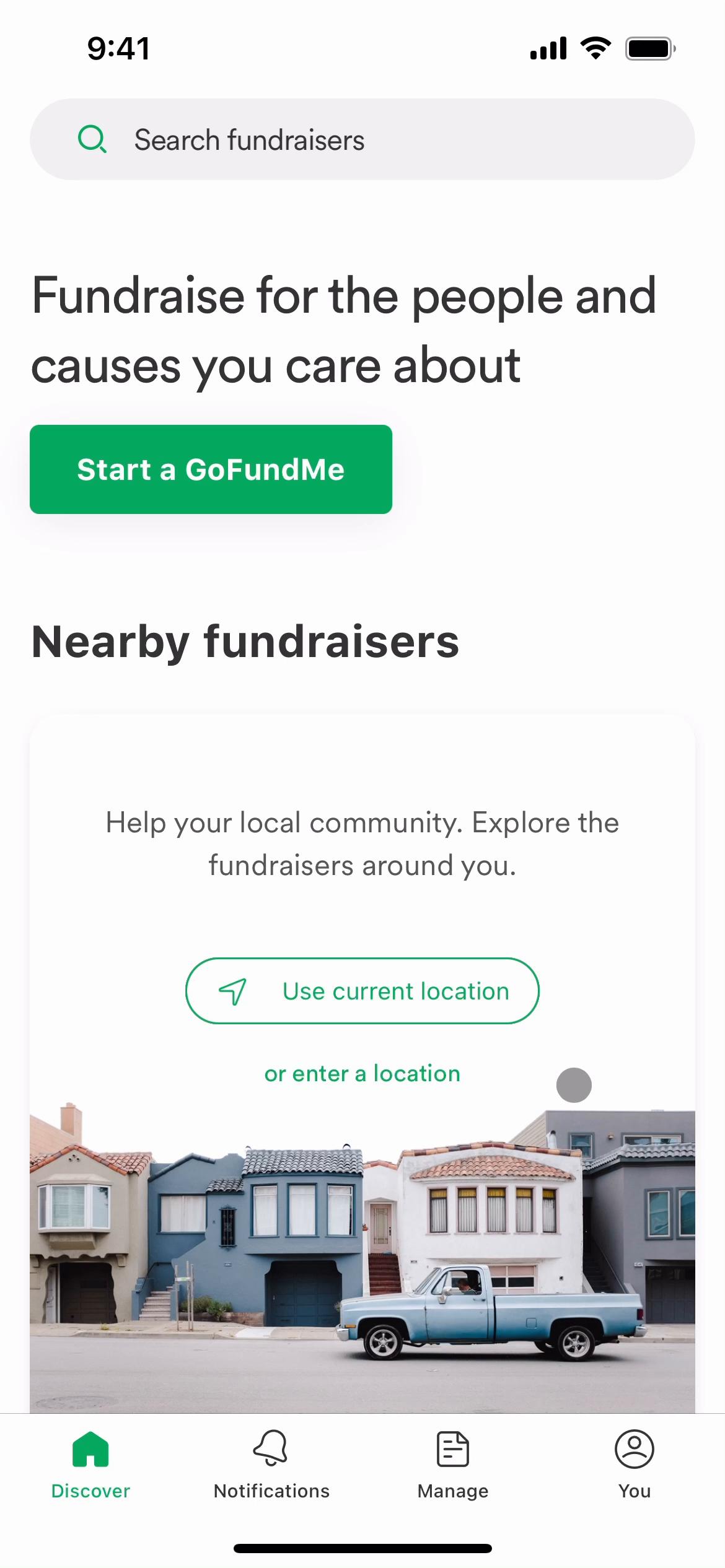 Screenshot of Updating your profile on GoFundMe