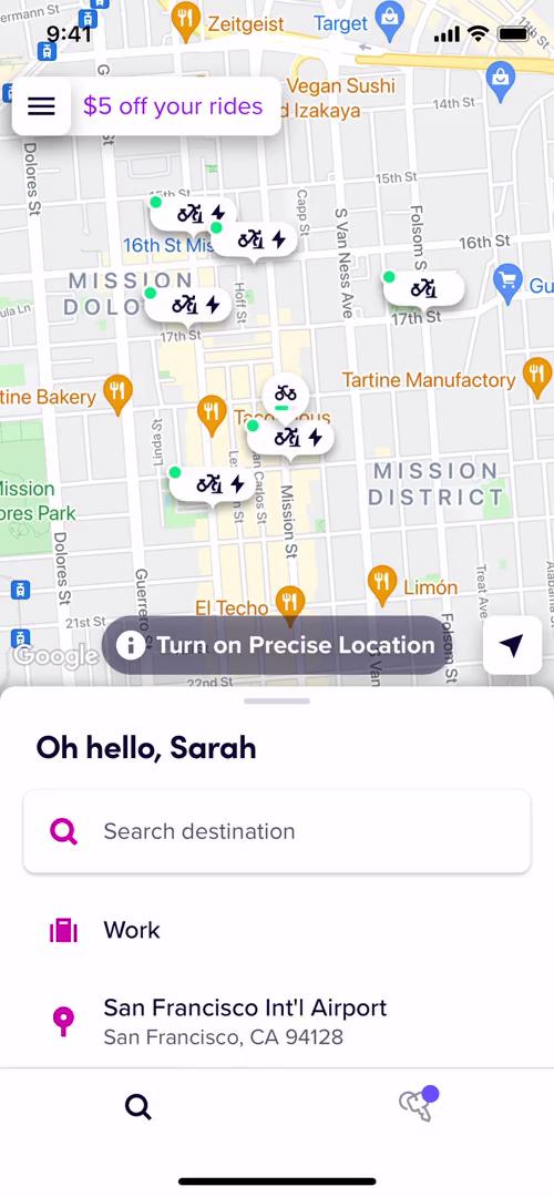 Screenshot of General browsing on Lyft