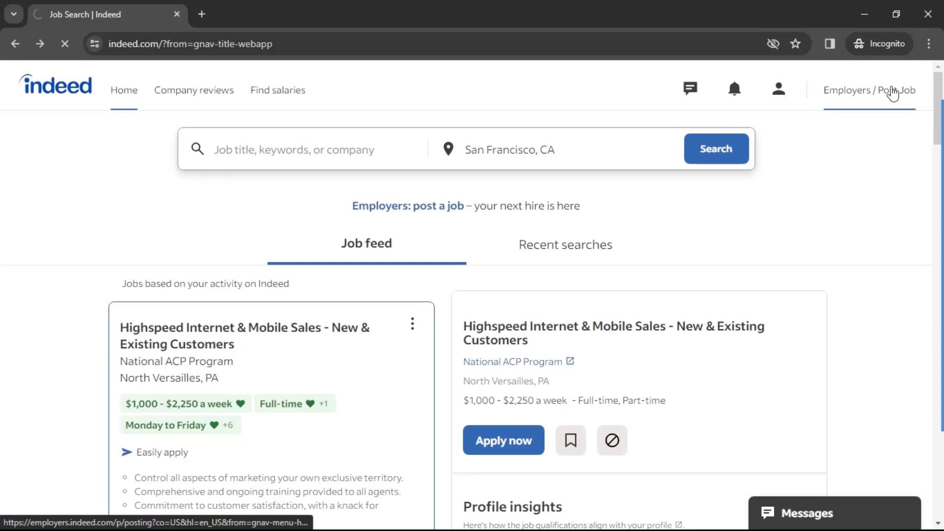 Creating a job post on Indeed video screenshot