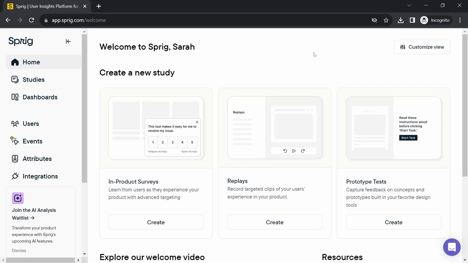 General browsing on Sprig video screenshot