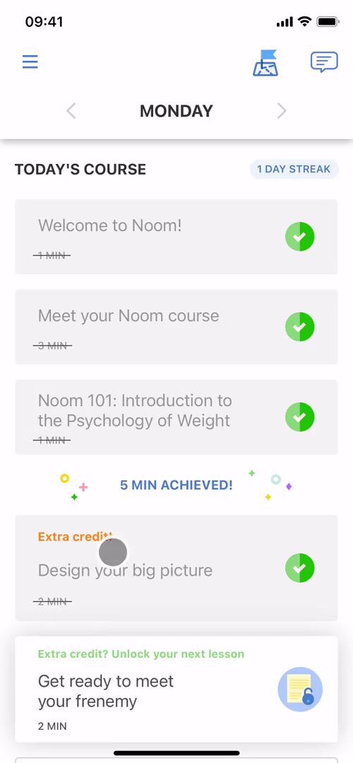 Tracking activity on Noom video screenshot