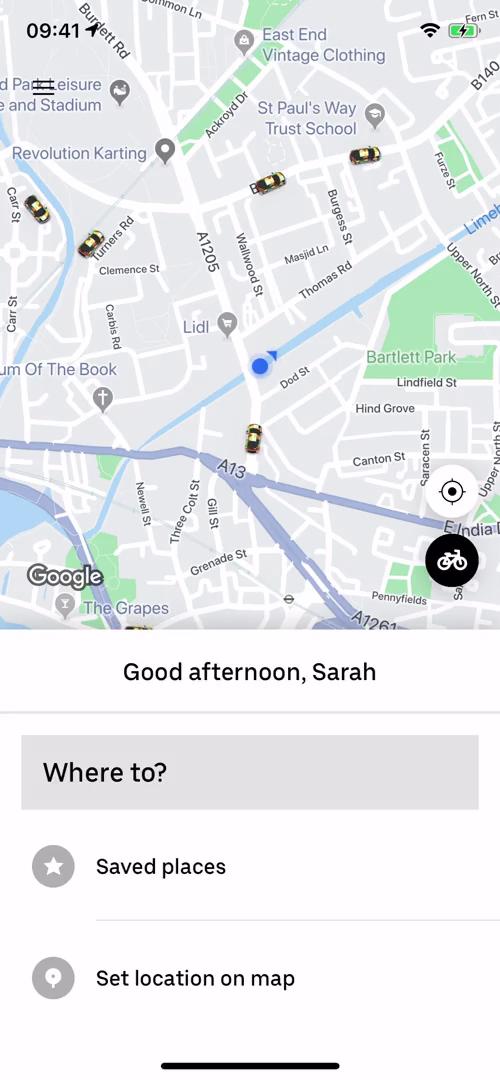 Saved places on Uber video screenshot