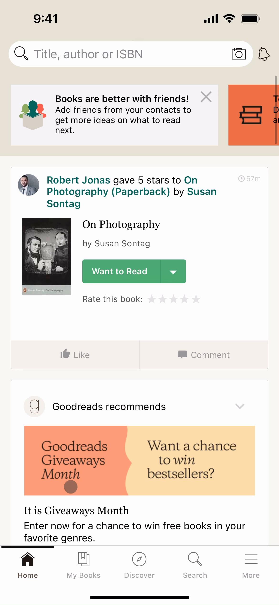 Following a user on Goodreads video screenshot