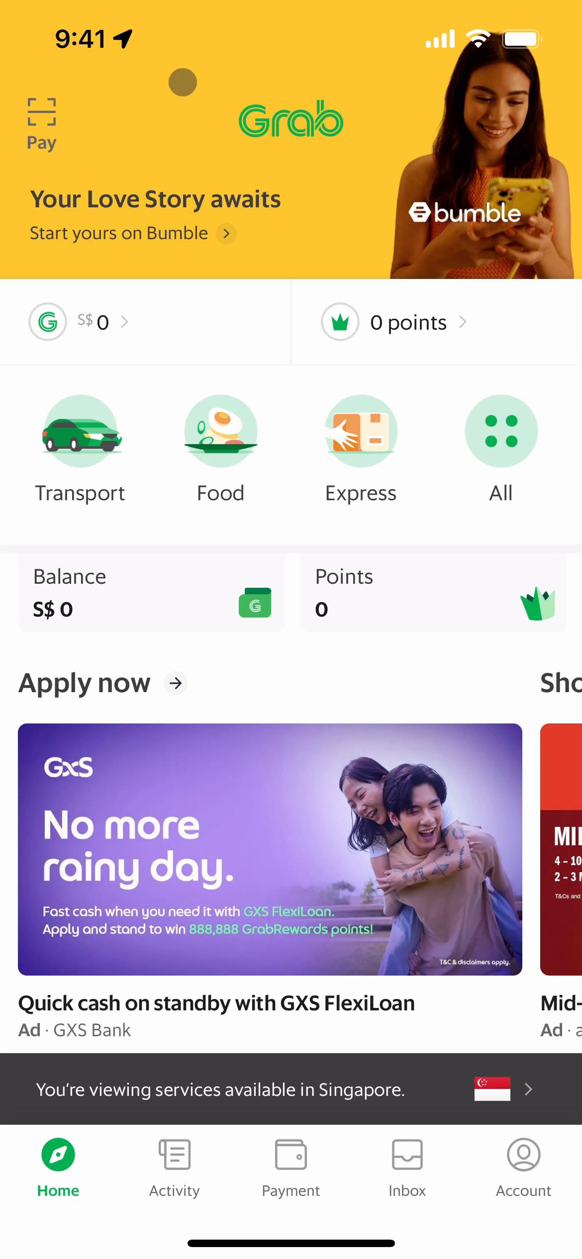 Screenshot of Upgrading your account on Grab