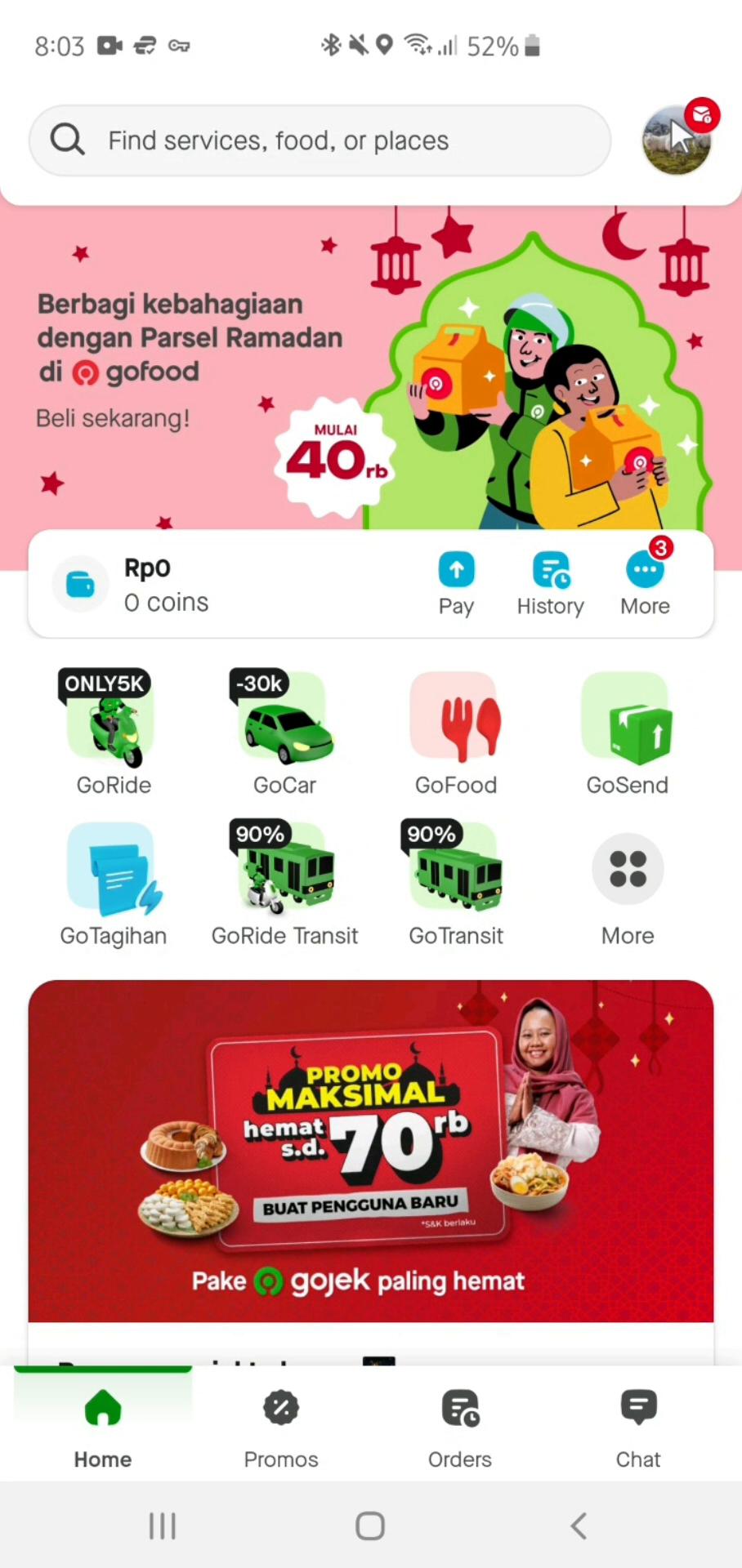 Screenshot of Help center on Gojek