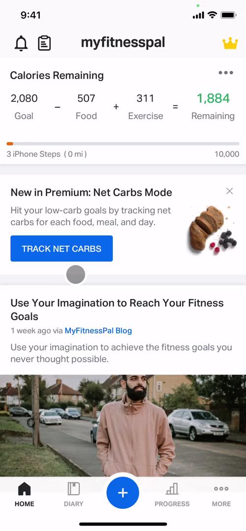 Finding a recipe on MyFitnessPal video screenshot