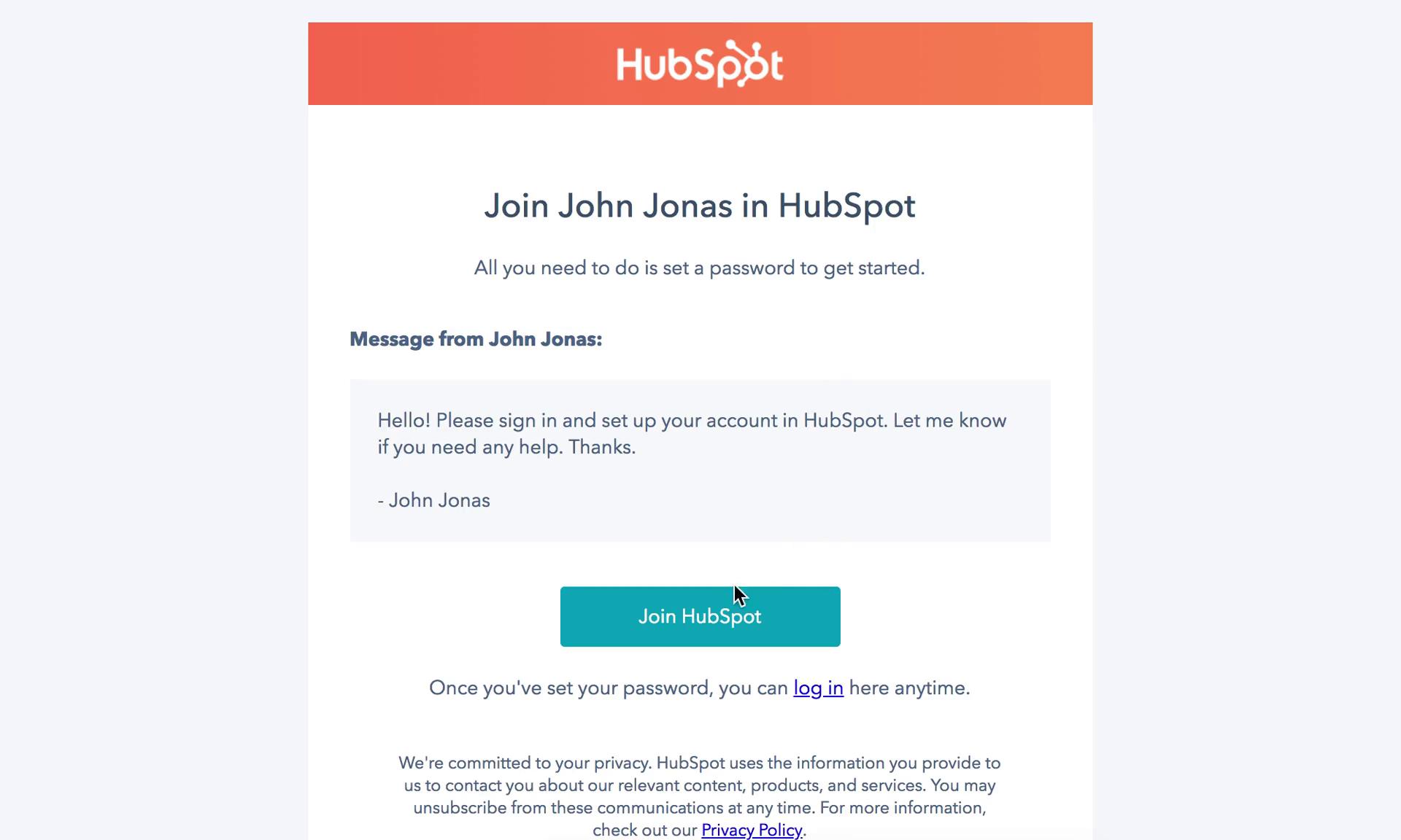 Accepting an invite on HubSpot CRM video screenshot