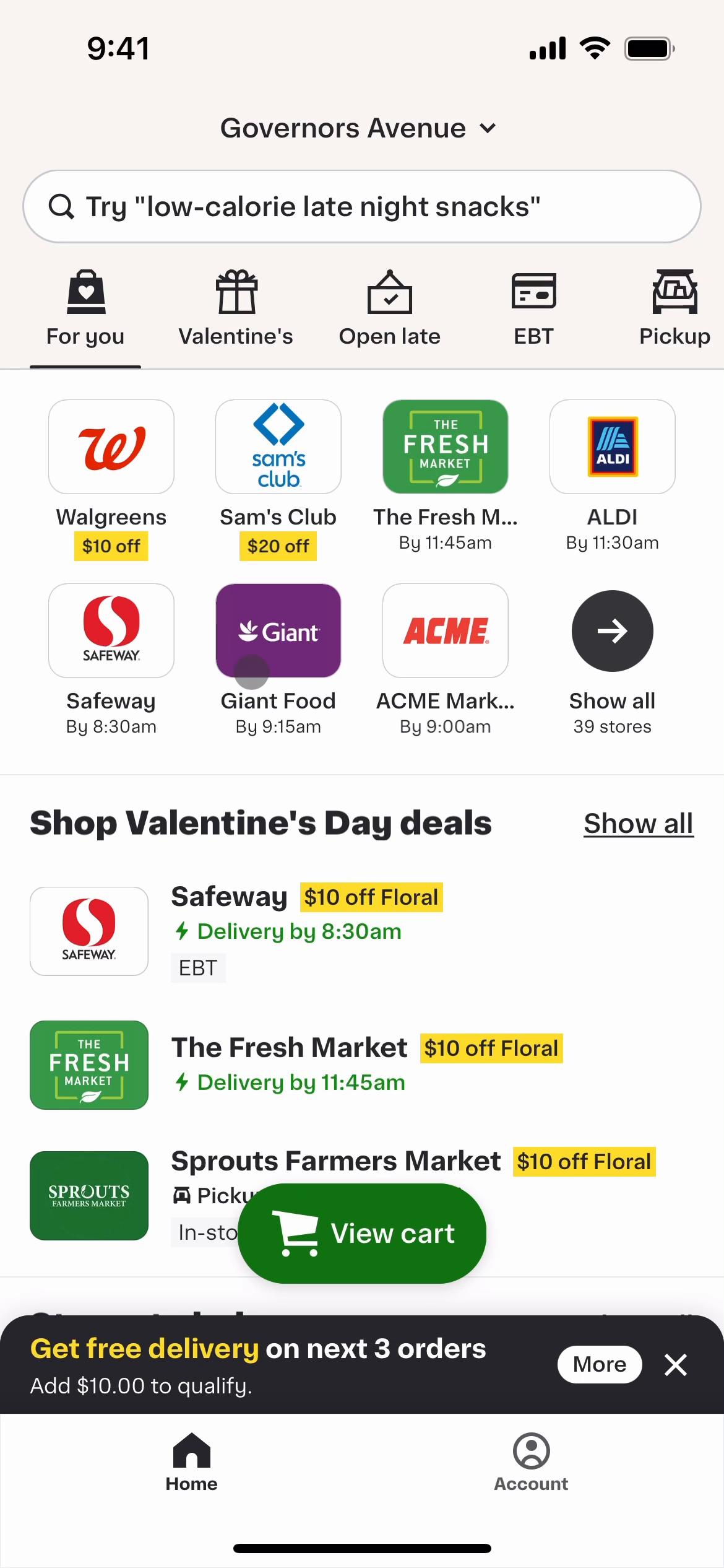 Screenshot of Saving on Instacart