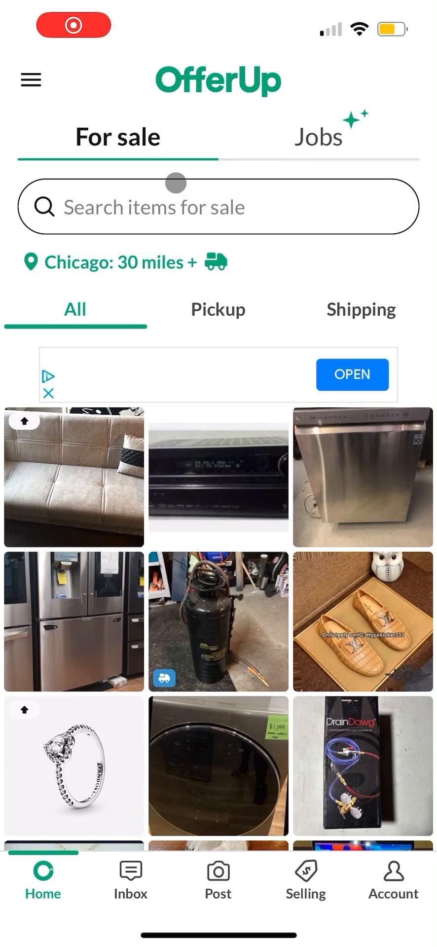 General browsing on OfferUp video screenshot