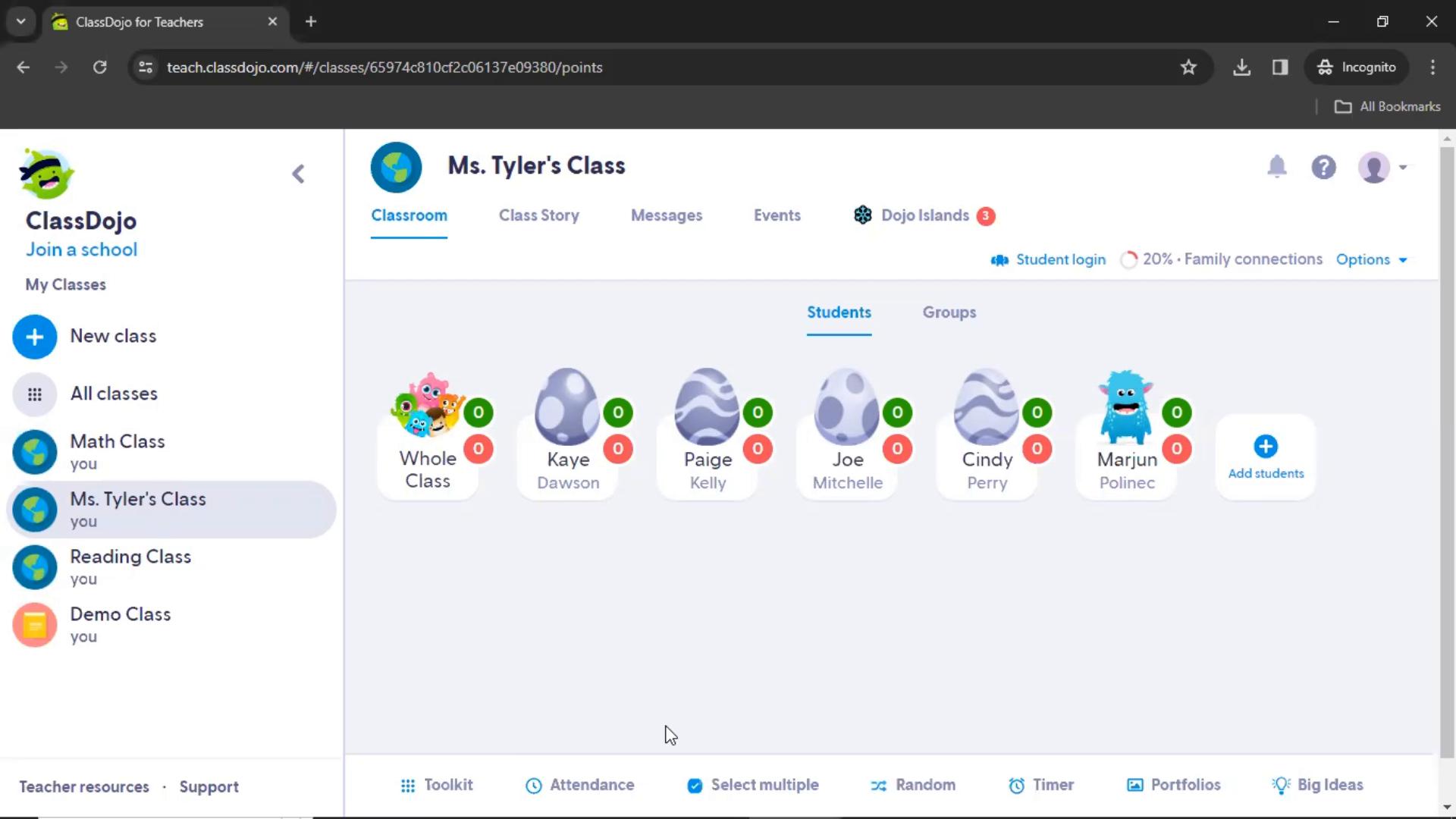 Taking attendance on ClassDojo video screenshot