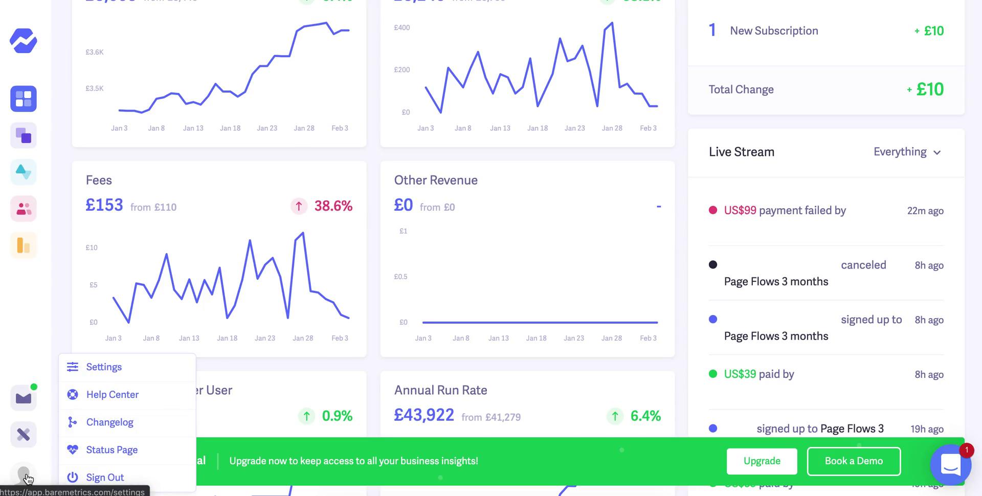 Screenshot of Inviting people on Baremetrics