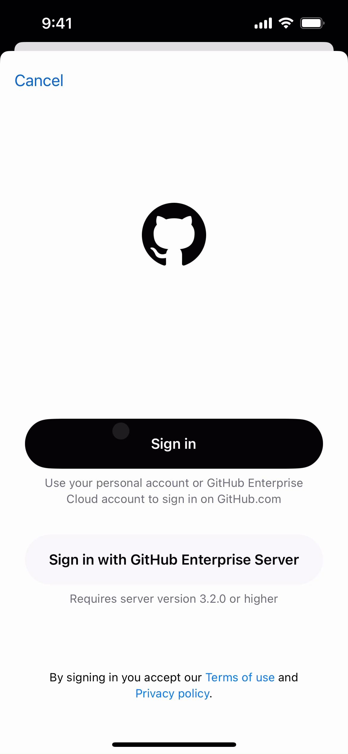 Screenshot of Logging in on GitHub