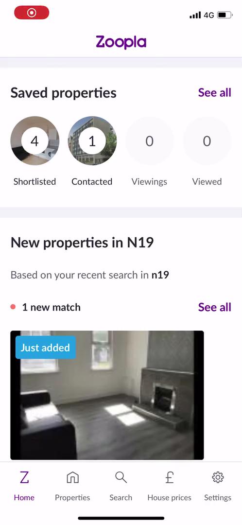 Screenshot of Saving on Zoopla