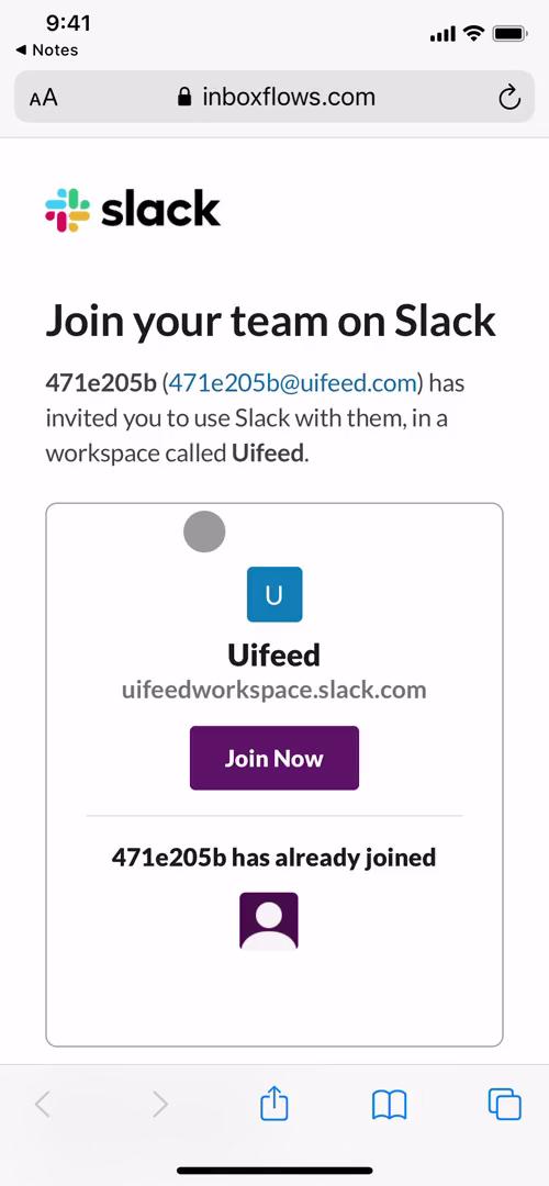 Accepting an invite on Slack video screenshot