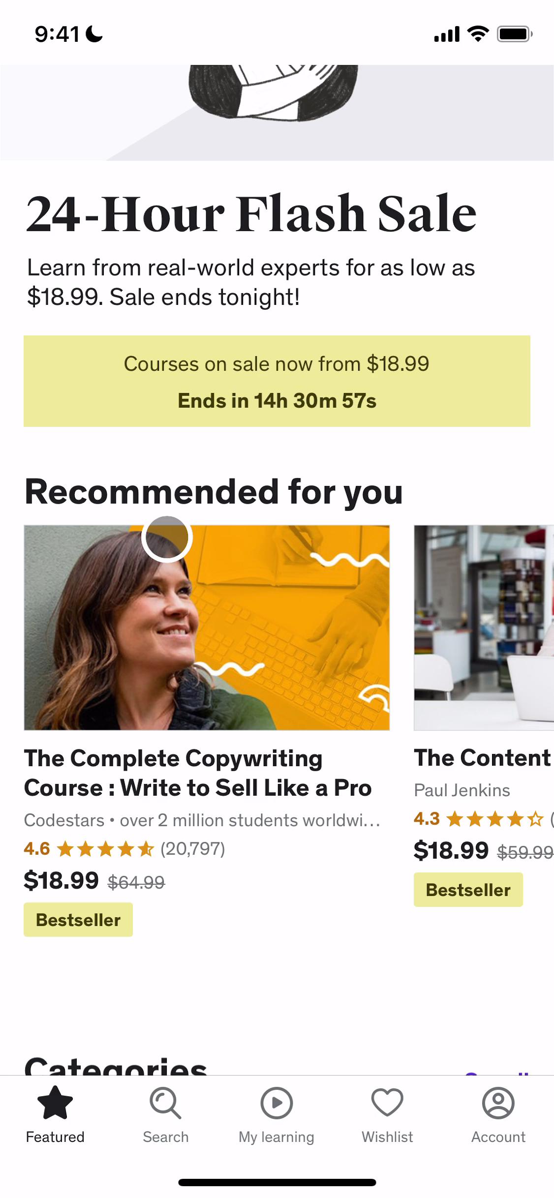 Screenshot of Learning on Udemy