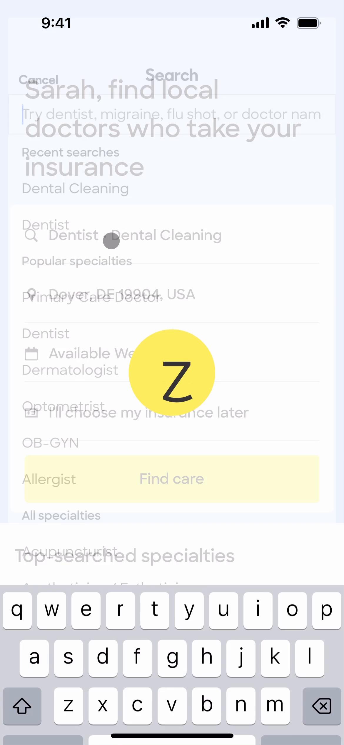 Booking an appointment on Zocdoc video screenshot