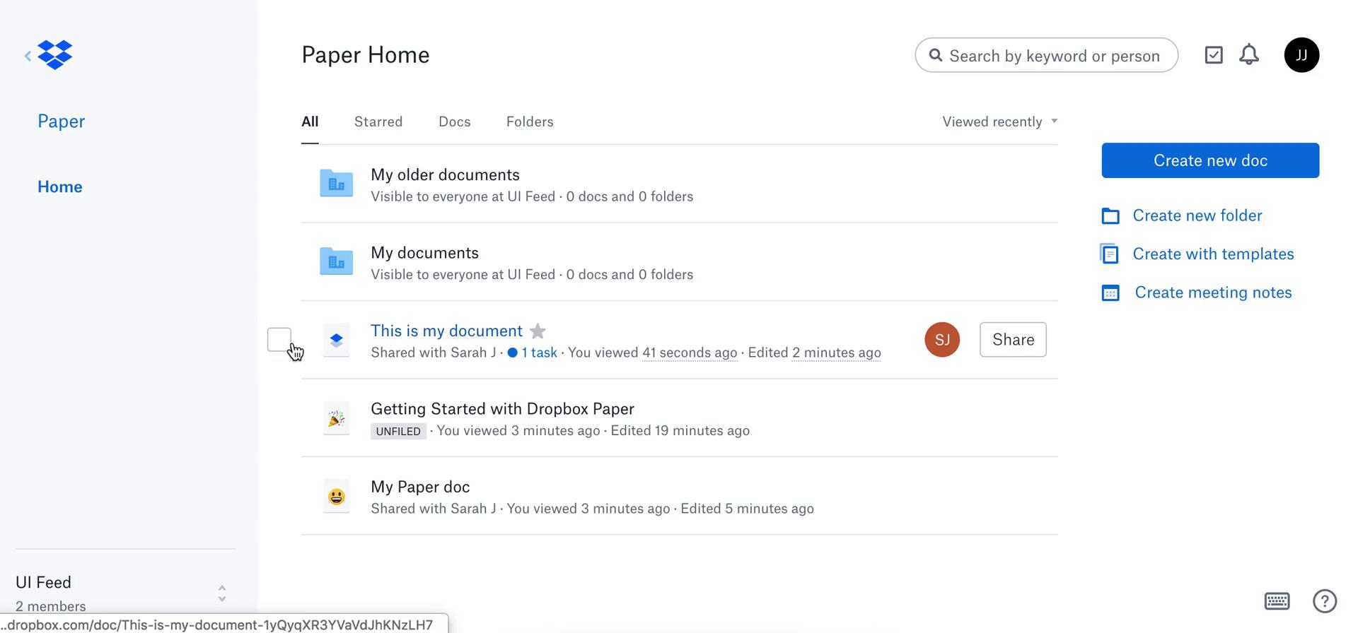 Managing files on Dropbox Paper video screenshot