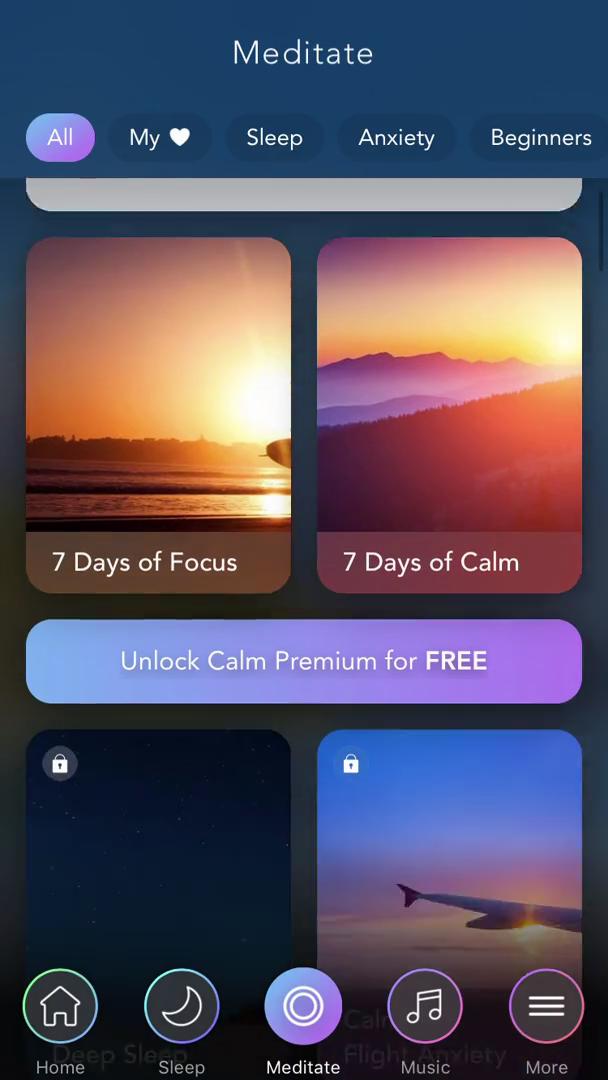 Screenshot of Upgrading your account on Calm