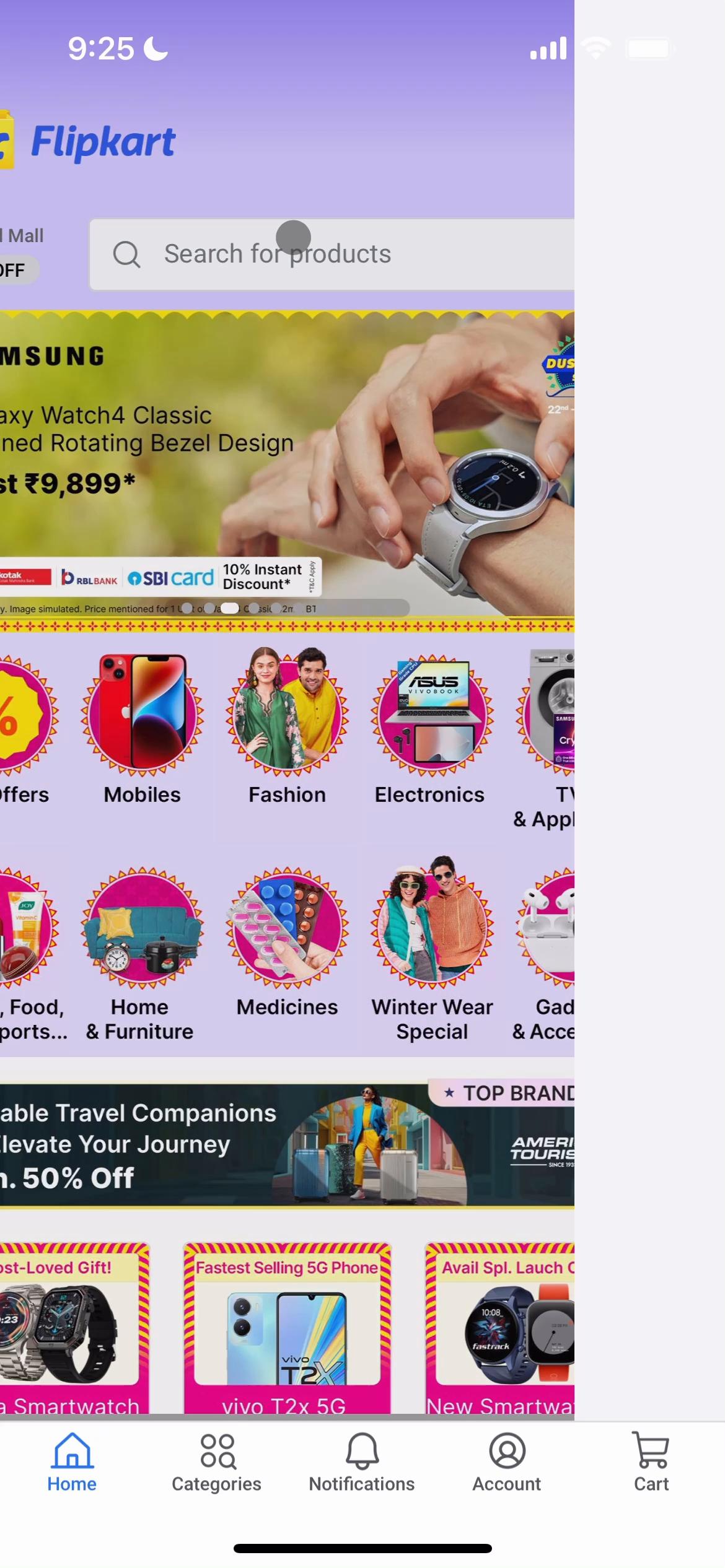 Screenshot of Searching on FlipKart