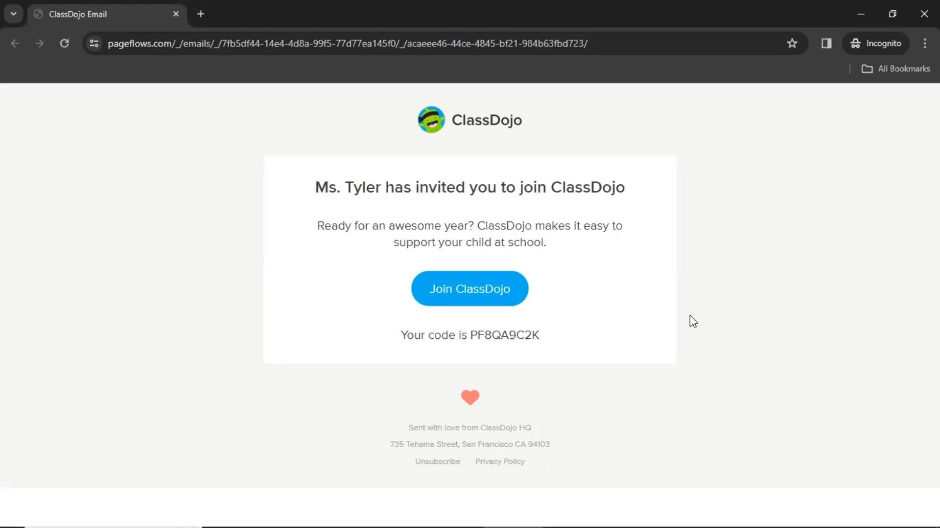 Accepting an invite on ClassDojo video screenshot