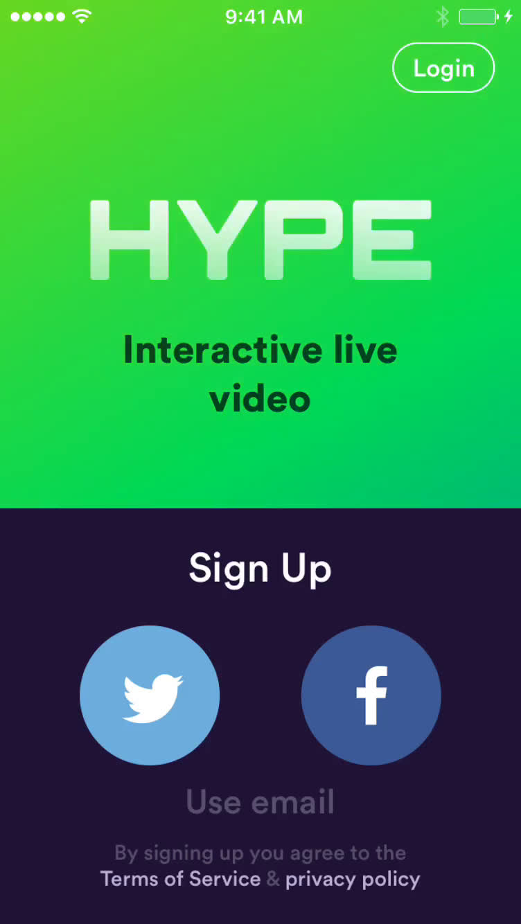 Screenshot of Onboarding on Hype