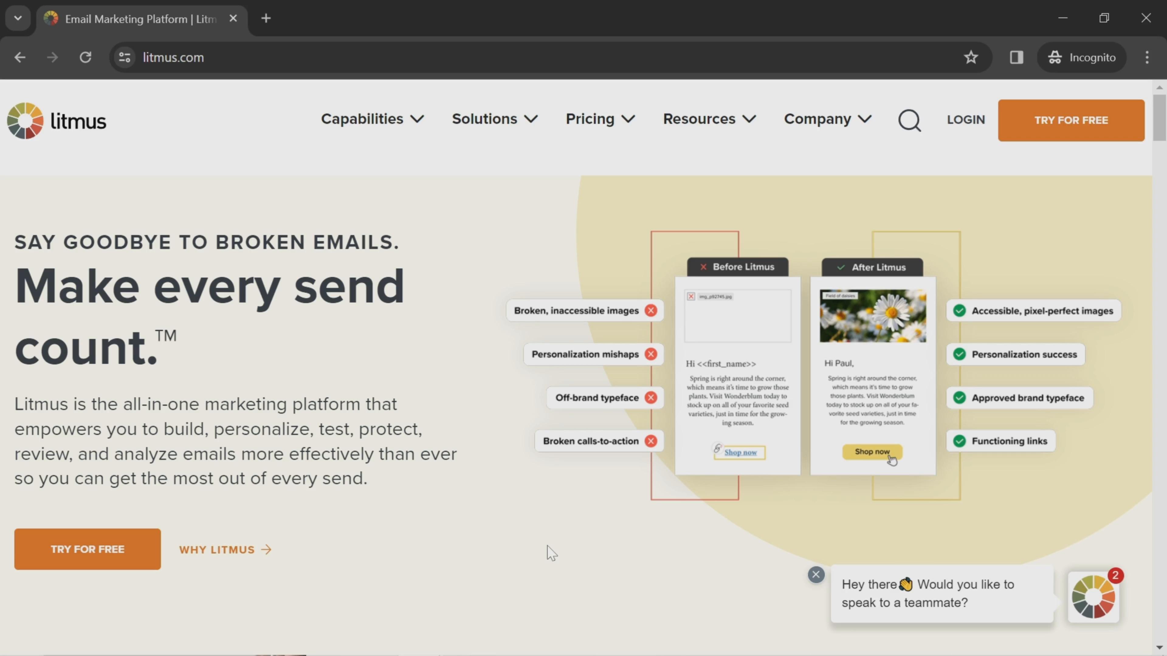 Screenshot of Onboarding on Litmus