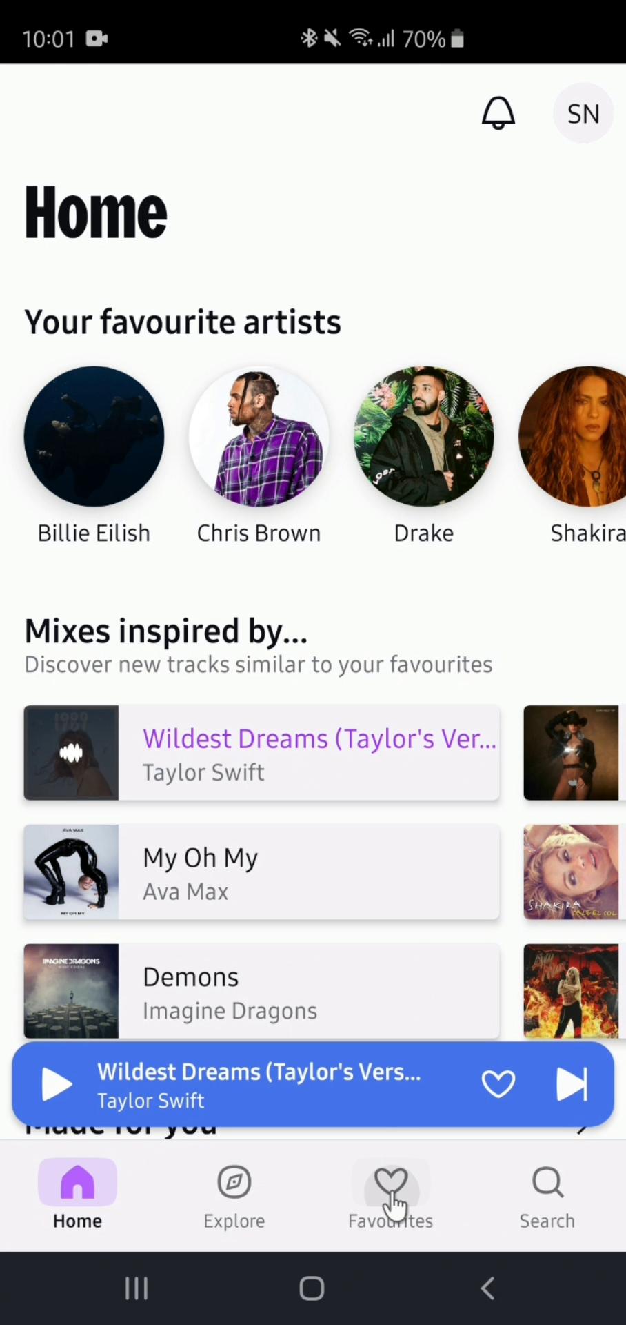 Removing favorites on Deezer video screenshot