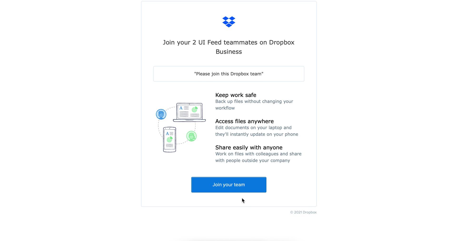 Accepting an invite on Dropbox video screenshot