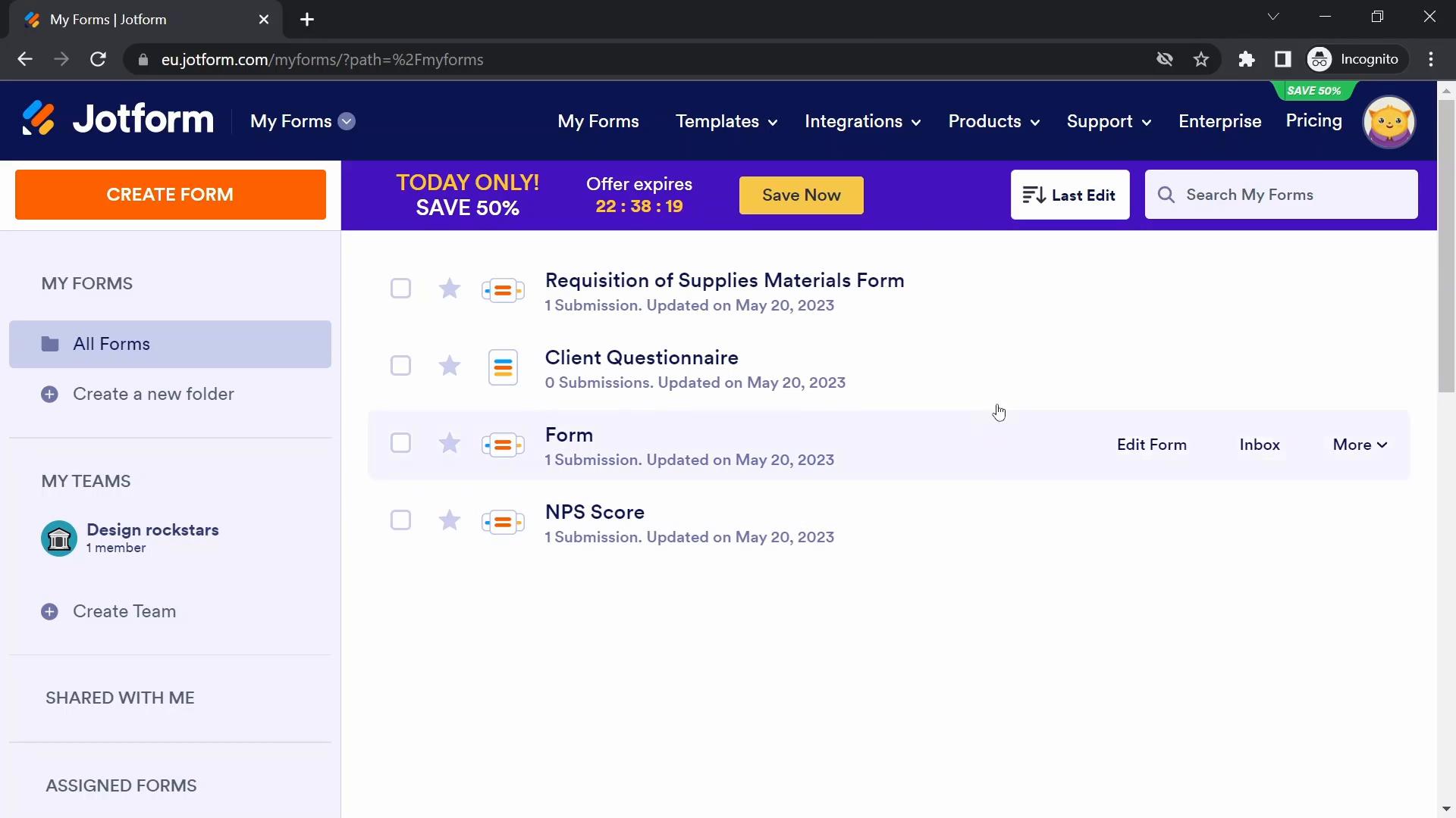 Exporting data on Jotform video screenshot